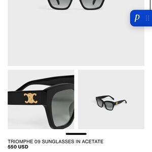 NWT Celine Black/gold Triomphe Sunglasses with Case